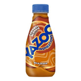 Enjoy the indulgent Yazoo Caramel Blondie milkshake in a 300ml brown bottle with a blue cap, offering creamy richness in every sip.